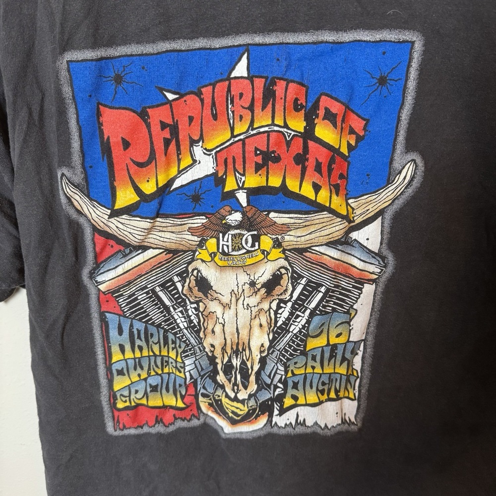 Vintage 1996 Harley Davidson Republic of Texas Rally T-Shirt XL USA Singlestitch
